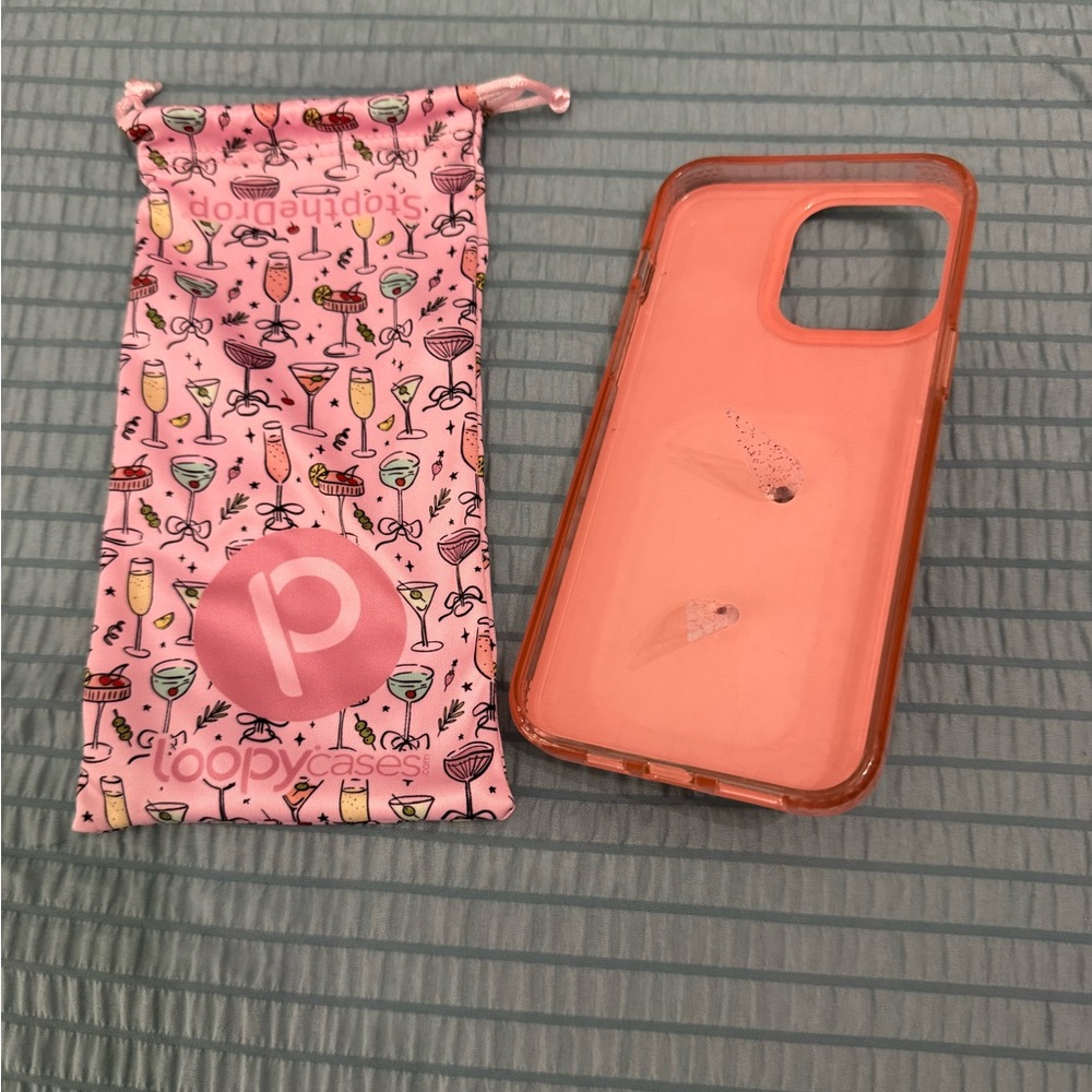 Pink Cocktail Pattern Phone Case with Matching Pouch - Picture 2 of 2